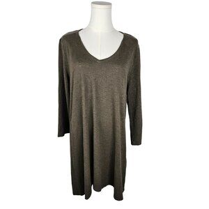 Eileen Fisher Tunic Top Large Hemp & Organic Cotton Olive Green Lagenlook